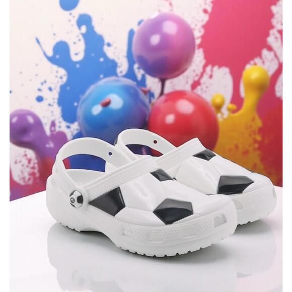 CROCS Other - Crocs Little Kids Size C8 Soccer Clogs White Black